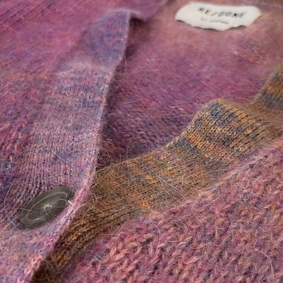 Re/Done 90s Size M Oversized Cardigan Space Dye, Blue/Pink, Retro Sweater - Picture 14 of 17